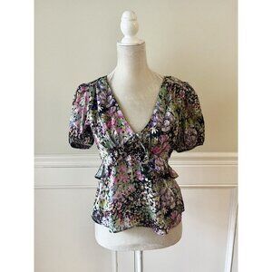 Topshop Floral Tie Back Blouse Size 4 NWT